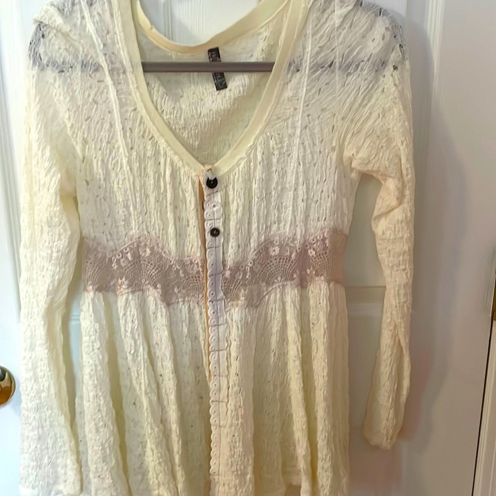 Ivory with lace free people casual shirt